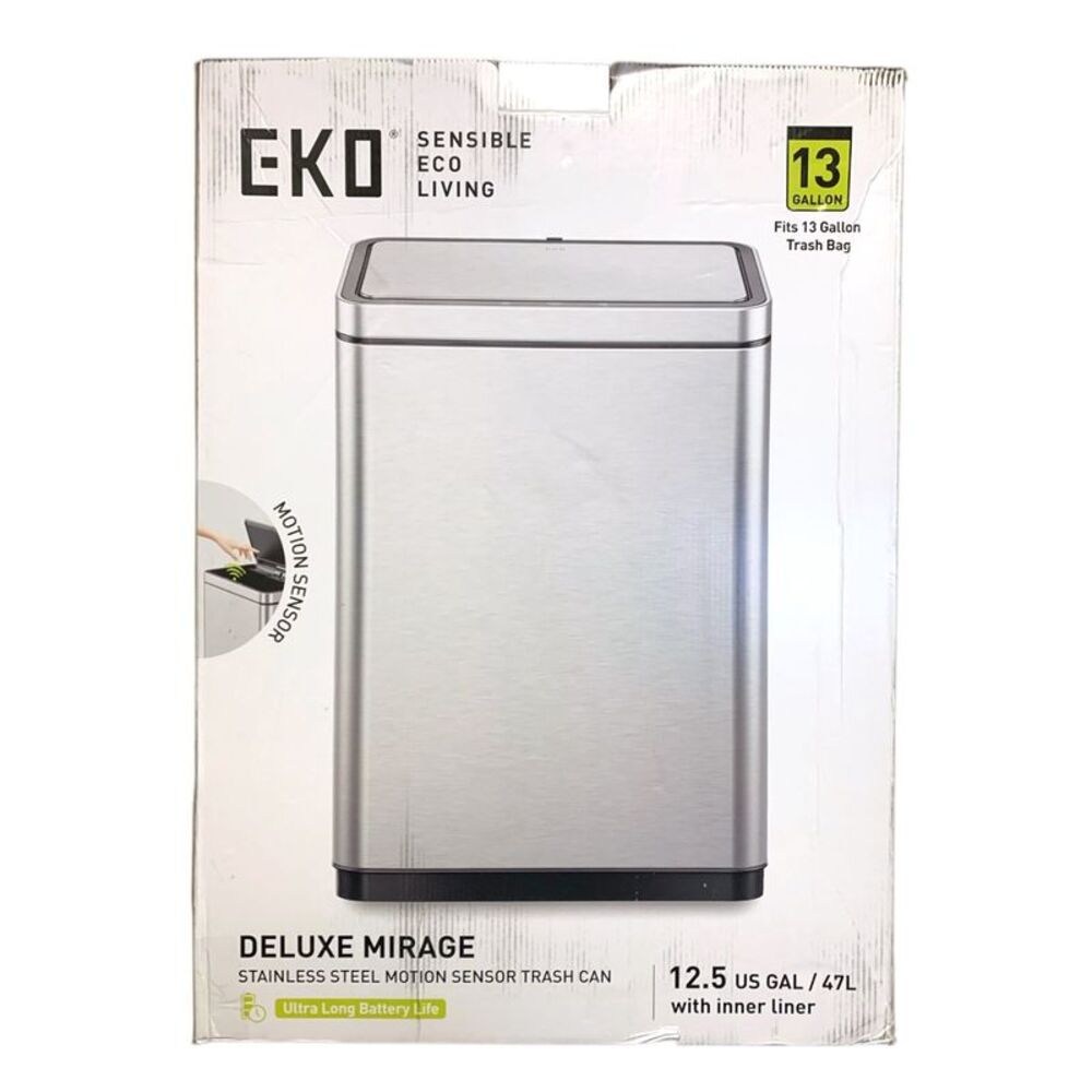 EKO Deluxe Mirage Stainless Steel Motion Sensor Trash Can, 12.5 Gal/47L, EK9280